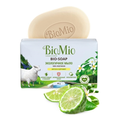 Экологичное туалетное мыло литсея и бергамот BioMio BIO-SOAP 90 г (24)